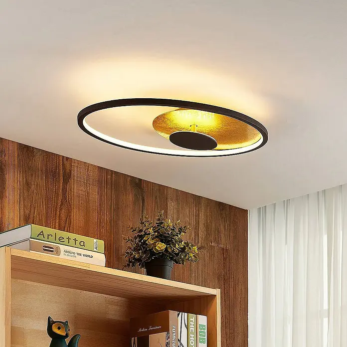 Lindby Deckenleuchte Feival - L x B x H: 61 x 36 x 8,5 cm, braun / rost