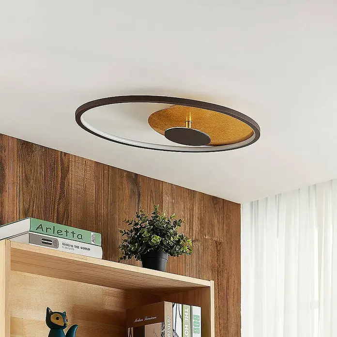 Lindby Deckenleuchte Feival - L x B x H: 61 x 36 x 8,5 cm, braun / rost