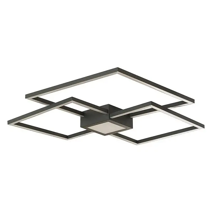 Lindby Deckenleuchte Duetto - L x B x H: 65,5 x 65,5 x 6,5 cm, schwarz