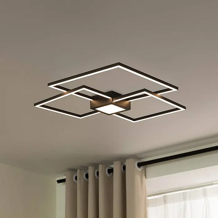 Lindby Deckenleuchte Duetto - L x B x H: 65,5 x 65,5 x 6,5 cm, schwarz