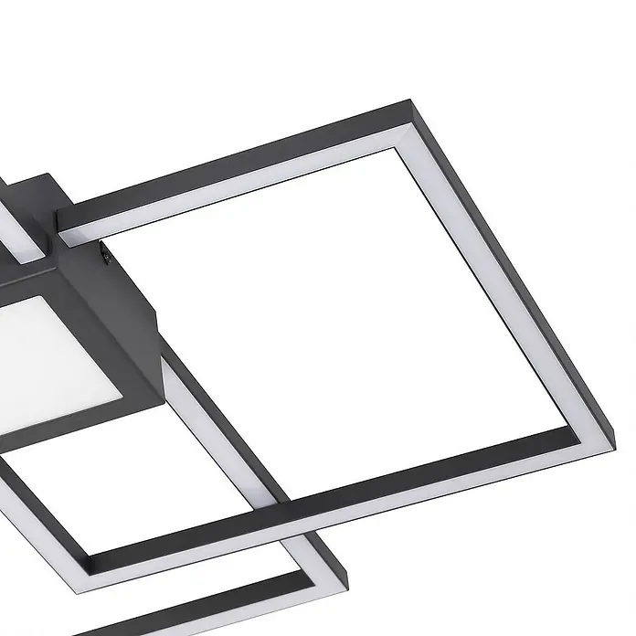 Lindby Deckenleuchte Duetto - L x B x H: 65,5 x 65,5 x 6,5 cm, schwarz
