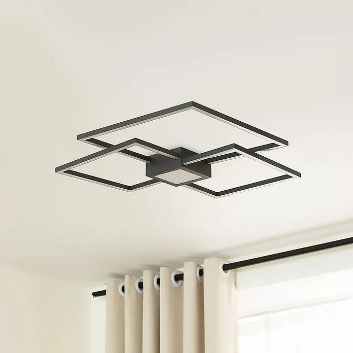 Lindby Deckenleuchte Duetto - L x B x H: 65,5 x 65,5 x 6,5 cm, schwarz