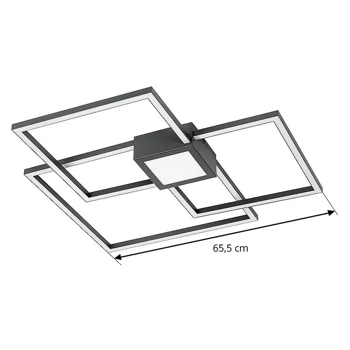 Lindby Deckenleuchte Duetto - L x B x H: 65,5 x 65,5 x 6,5 cm, schwarz