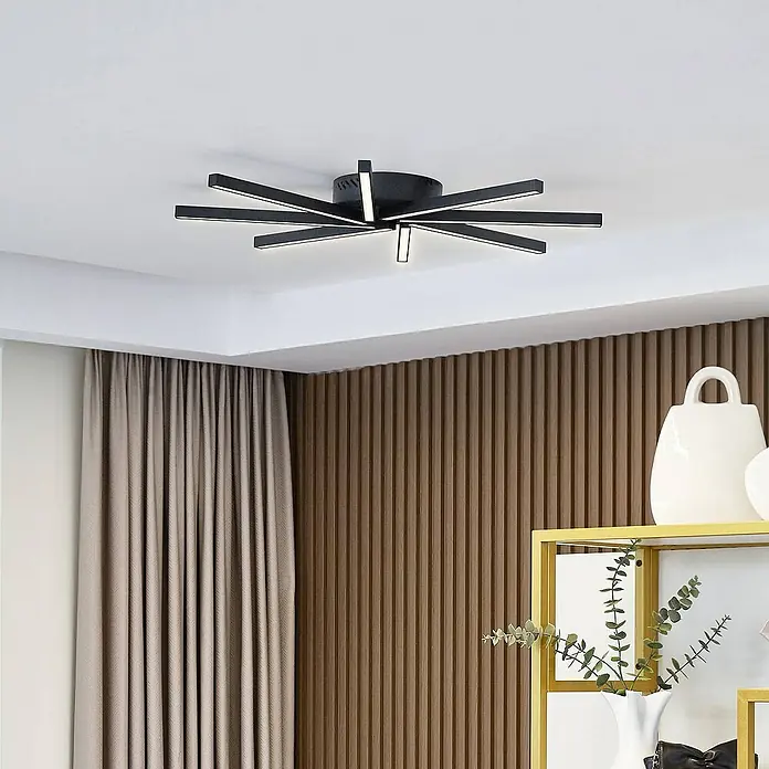 Lucande Deckenleuchte Tjado - L x B x H: 70 x 70 x 6,5 cm, schwarz, schwarz