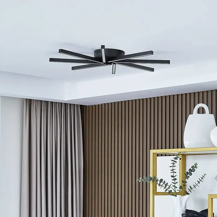 Lucande Deckenleuchte Tjado - L x B x H: 70 x 70 x 6,5 cm, schwarz, schwarz