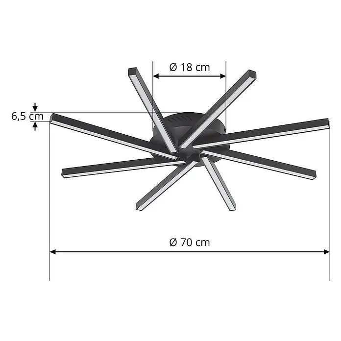 Lucande Deckenleuchte Tjado - L x B x H: 70 x 70 x 6,5 cm, schwarz, schwarz