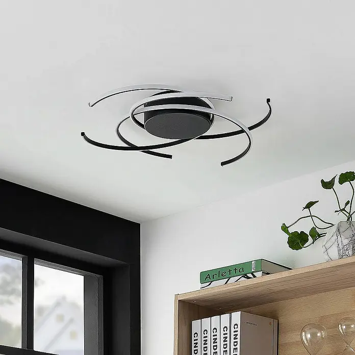Lindby Deckenleuchte Hamza - L x B x H: 49 x 49 x 8,5 cm, schwarz