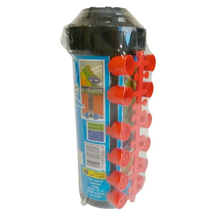 Aspersor emergente - ¾″ - Sistema de rociadores negro con accesorios de boquilla rojos, sellado en plástico, asegura un riego confiable.