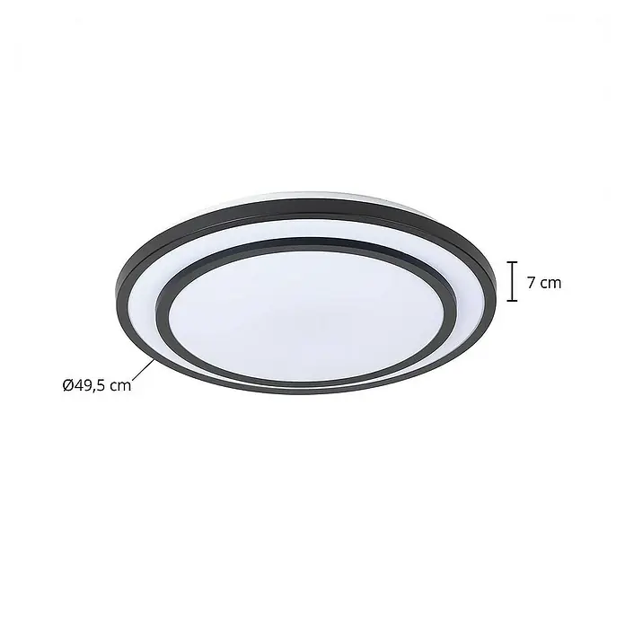 Lindby Deckenleuchte Essina - L x B x H: 49,5 x 49,5 x 7 cm, schwarz