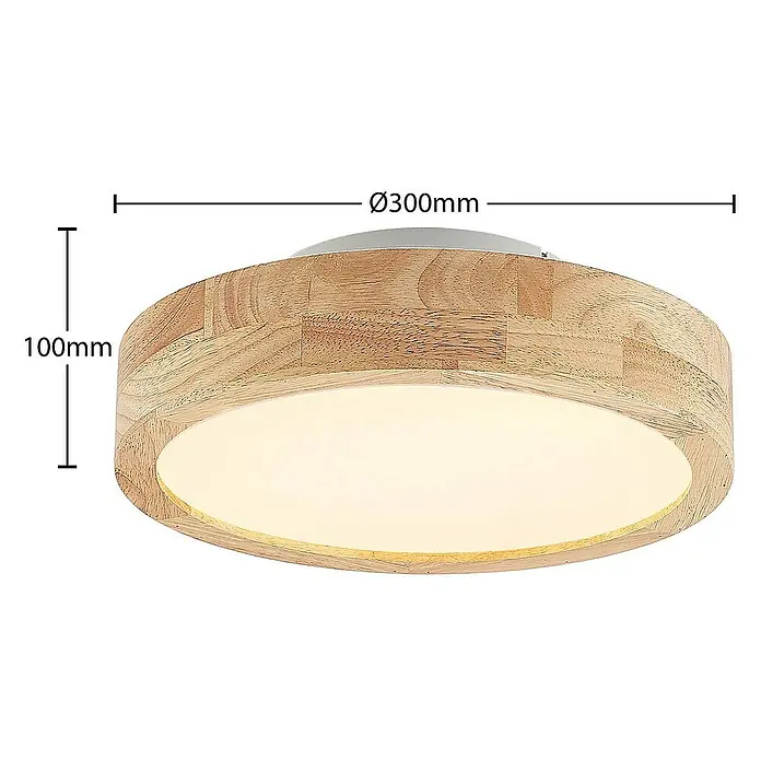 Lindby Deckenleuchte Lanira - L x B x H: 30 x 30 x 10 cm, Holz hell