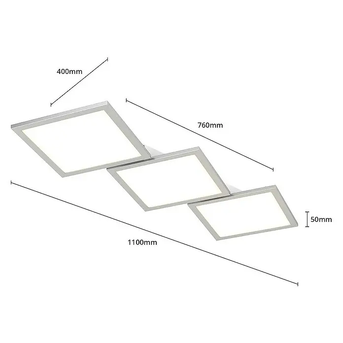 Lucande Deckenleuchte Ilira - L x B x H: 110 x 40 x 5 cm, alu / grau / zink