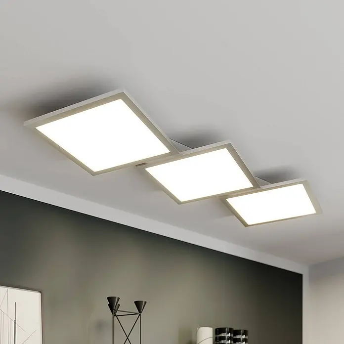 Lucande Deckenleuchte Ilira - L x B x H: 110 x 40 x 5 cm, alu / grau / zink