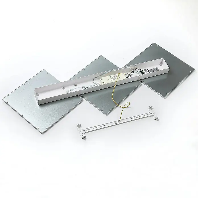 Lucande Deckenleuchte Ilira - L x B x H: 110 x 40 x 5 cm, alu / grau / zink