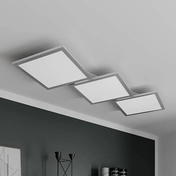 Lucande Deckenleuchte Ilira - L x B x H: 110 x 40 x 5 cm, alu / grau / zink