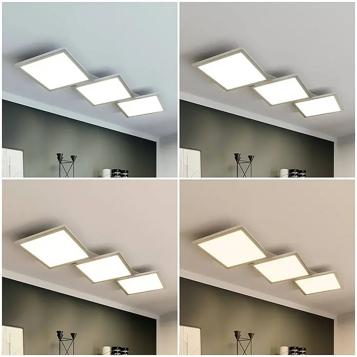 Lucande Deckenleuchte Ilira - L x B x H: 110 x 40 x 5 cm, alu / grau / zink