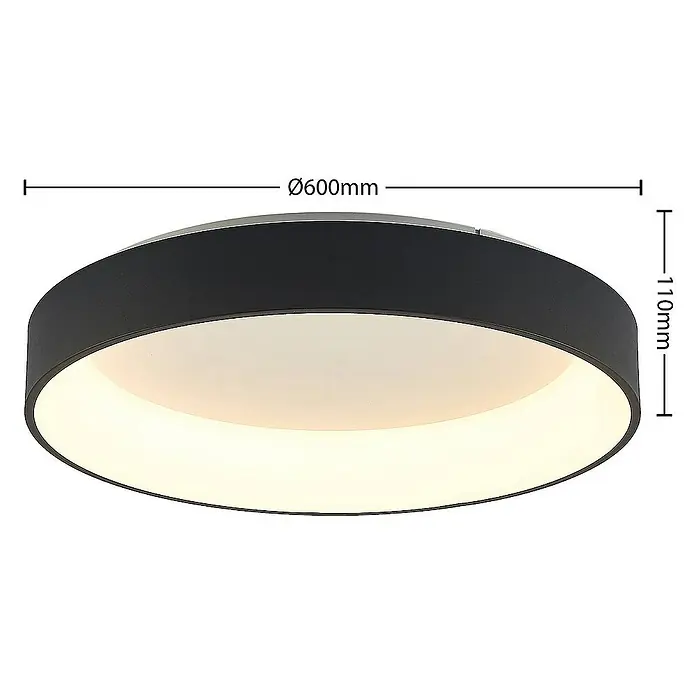 Arcchio Deckenleuchte Aleksi - L x B x H: 60 x 60 x 11 cm, schwarz