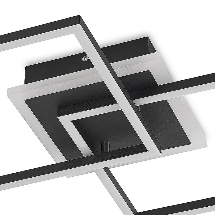 Lindby Deckenleuchte Fjardo - L x B x H: 57,5 x 35,5 x 7,5 cm, schwarz