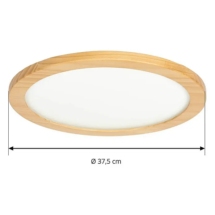 Lucande Deckenleuchte Joren - L x B x H: 37,5 x 37,5 x 5,6 cm, Holz hell
