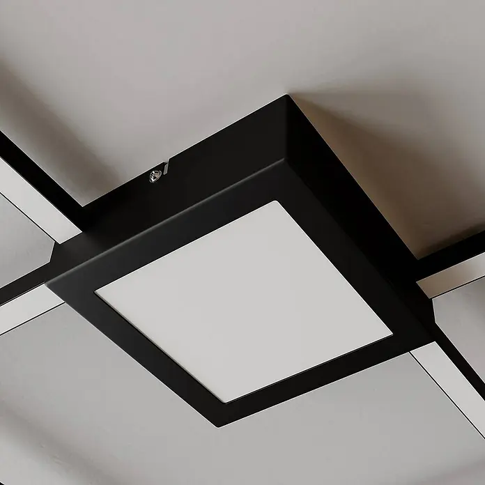 Lindby Deckenleuchte Duetto - L x B x H: 65 x 65 x 5 cm, schwarz