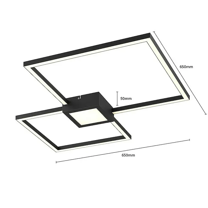 Lindby Deckenleuchte Duetto - L x B x H: 65 x 65 x 5 cm, schwarz