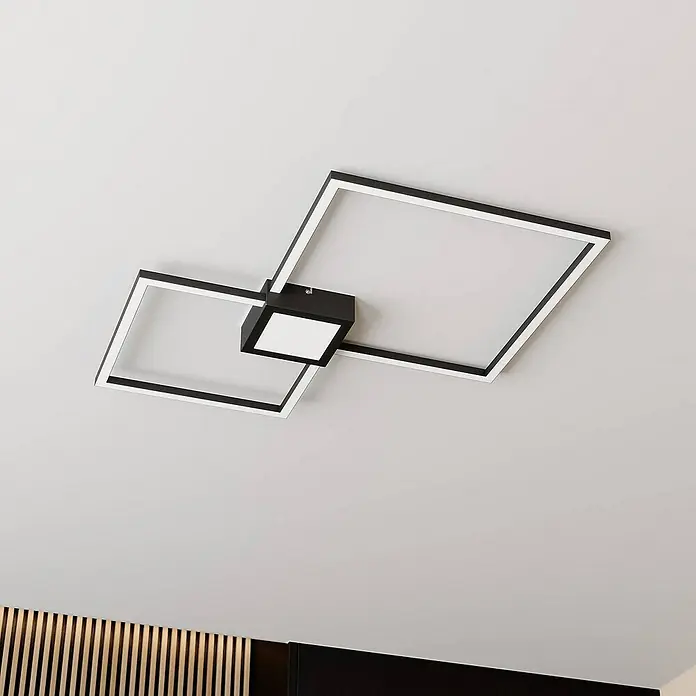 Lindby Deckenleuchte Duetto - L x B x H: 65 x 65 x 5 cm, schwarz