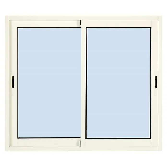 Solid Elements Ventana de aluminio corredera - 100 x 100 cm, Blanco - Primer plano de una ventana corredera blanca de dos paneles, que deja entrar luz natural y mejora la estética de la habitación.