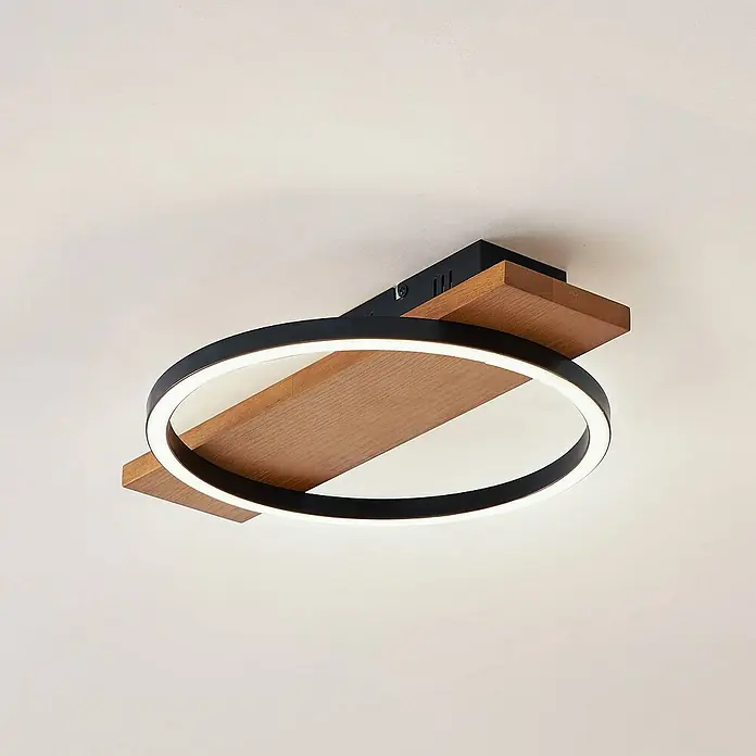 Lindby Deckenleuchte Galad - L x B x H: 30 x 40 x 6,5 cm, Holz hell