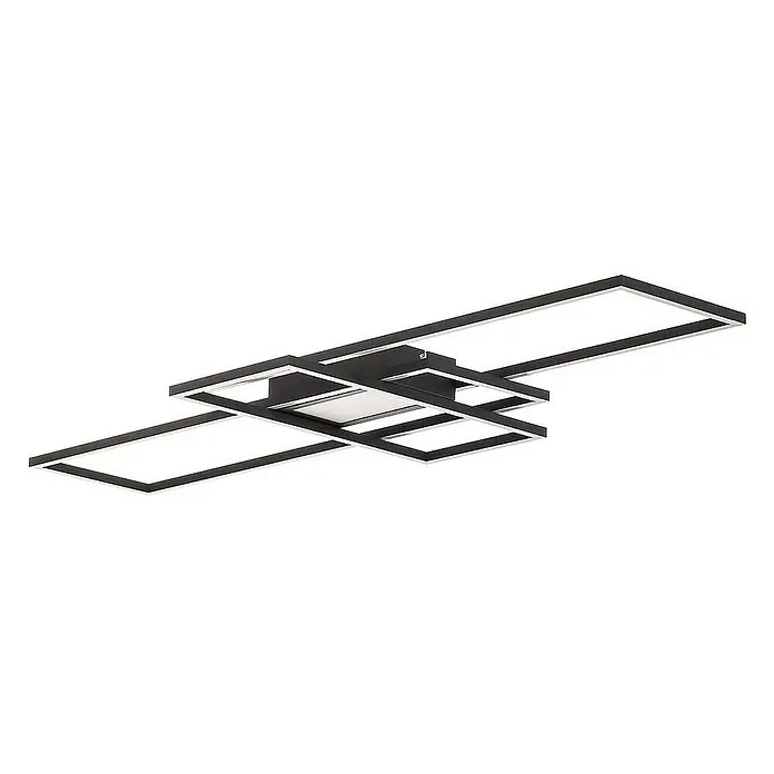 Lindby Deckenleuchte Ismera - L x B x H: 105 x 42 x 6,5 cm, schwarz, schwarz