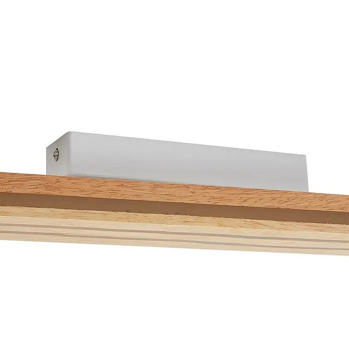 Lucande Deckenleuchte Silja - L x B x H: 100 x 10 x 3 cm, weiß / opal, Holz hell