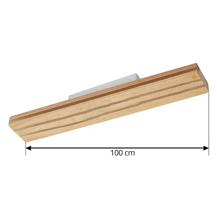 Lucande Deckenleuchte Silja - L x B x H: 100 x 10 x 3 cm, weiß / opal, Holz hell