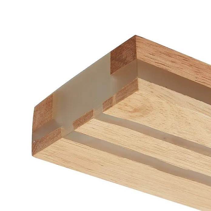 Lucande Deckenleuchte Silja - L x B x H: 100 x 10 x 3 cm, weiß / opal, Holz hell