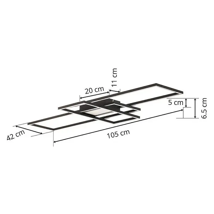 Lindby Deckenleuchte Ismera - L x B x H: 105 x 42 x 6,5 cm, schwarz, schwarz