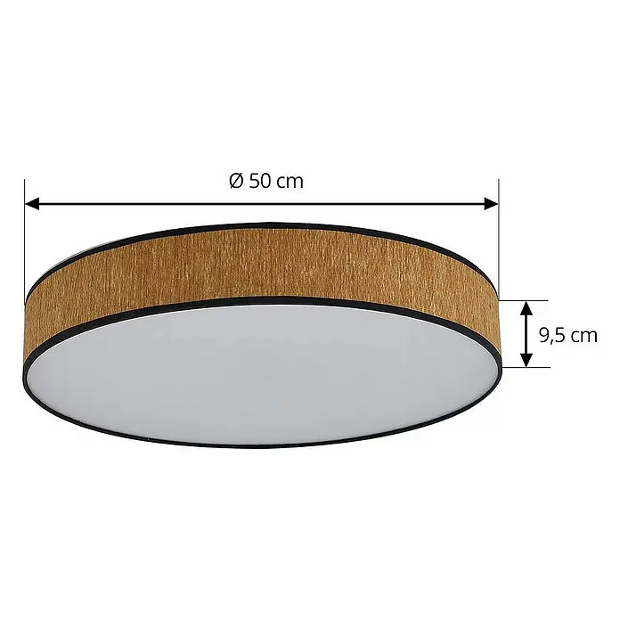 Lindby Deckenleuchte Jutis - L x B x H: 50 x 50 x 9,5 cm, Holz hell