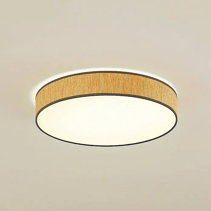 Lindby Deckenleuchte Jutis - L x B x H: 50 x 50 x 9,5 cm, Holz hell