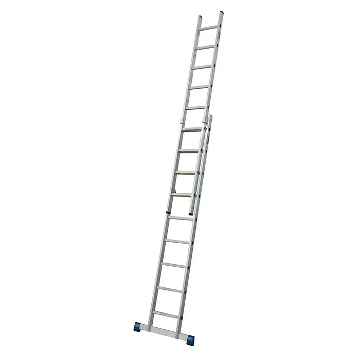 Krause Stabilo Schiebeleiter - Anzahl Tritte: 18 Stk., Arbeitshöhe: 5,25 m, Aluminium - Freistehende ausziehbare Leiter, ideal für Bauarbeiten und den Heimgebrauch. Sie besteht aus robustem Material für eine sichere Nutzung.