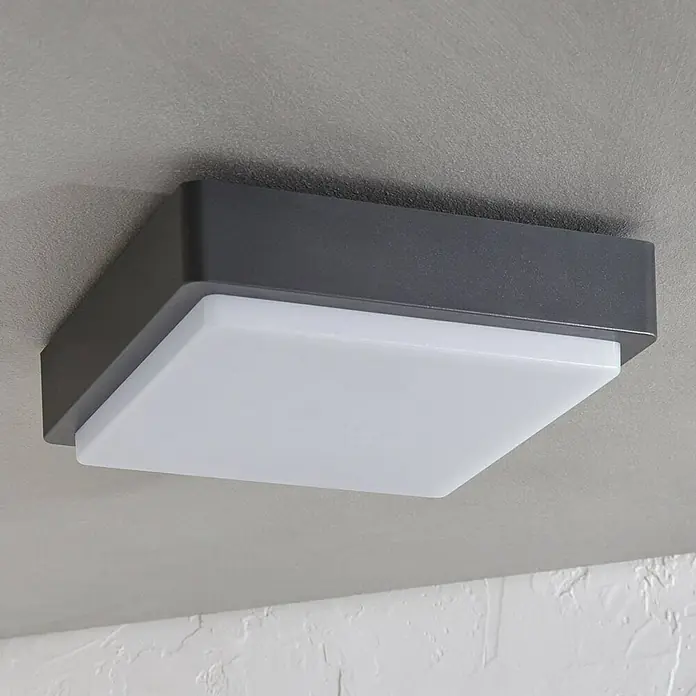 Lindby Außenwand- & Deckenleuchte Nermin - L x B x H: 22,2 x 22,2 x 6 cm, schwarz, schwarz, IP65