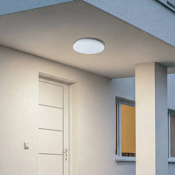 Lindby Außenwand- & Deckenleuchte Kirkola - weiß / opal, weiß / opal, IP44