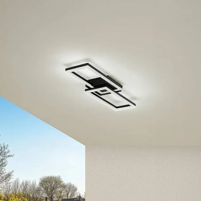 Lindby Außenwand- & Deckenleuchte Finian - schwarz, IP54