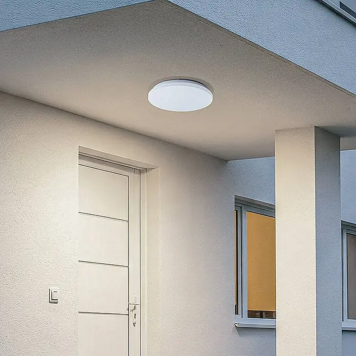 Lindby Außenwand- & Deckenleuchte Kirkola - weiß / opal, weiß / opal, IP44