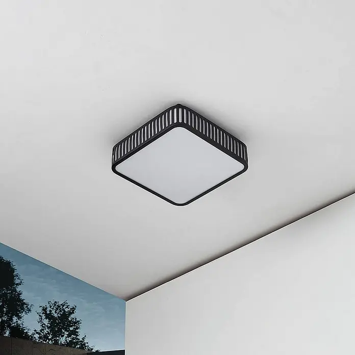 Lindby Außenwand- & Deckenleuchte Lurinda - L x B x H: 26 x 26 x 8 cm, schwarz, IP44