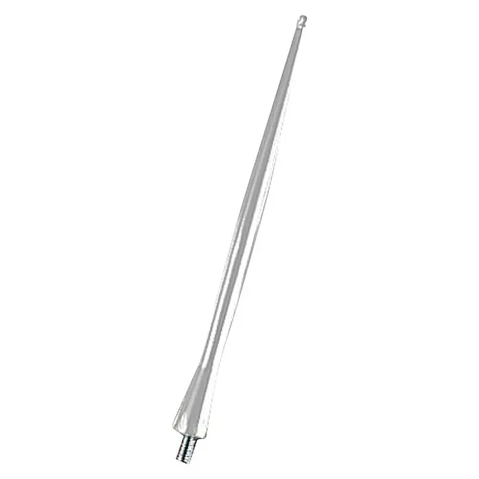 Antena de aluminio - Largo: 16 cm, Cromo - Primer plano de una punta de dardo de acero plateada.