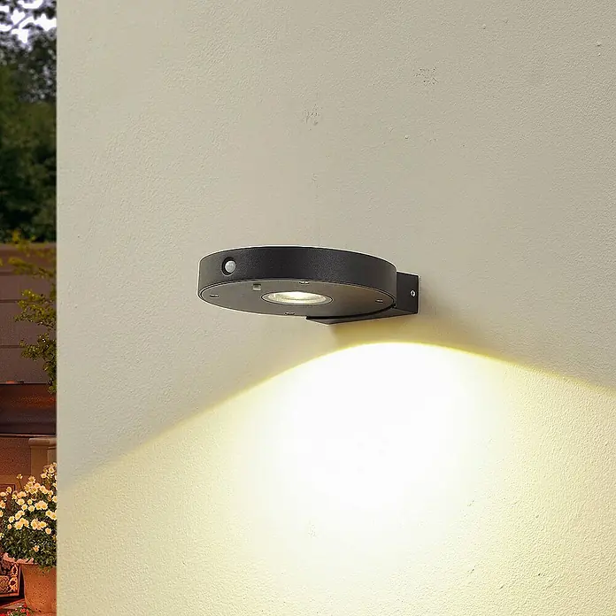 Lucande Außenwandleuchte Tavon - schwarz, schwarz, IP54