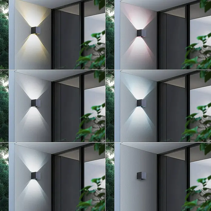 Lindby Außenwandleuchte Dara - 10 x 10 x 10 cm, alu / grau / zink, IP54
