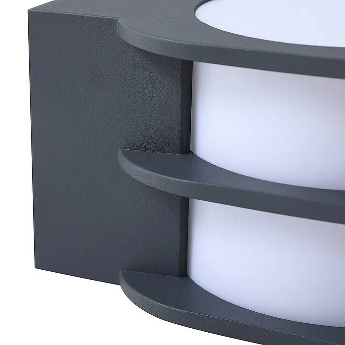 Lindby Außenwandleuchte Fyra - 18,5 x 14,5 x 10,5 cm, alu / grau / zink, weiß / opal, IP54