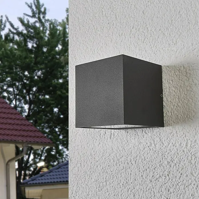 Lucande Außenwandleuchte Merjem - alu / grau / zink, alu / grau / zink, IP54