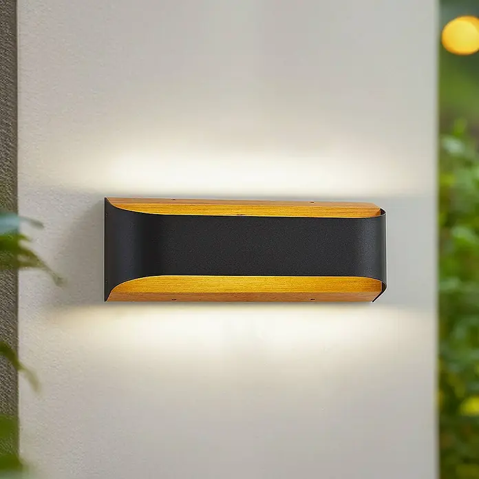 Lindby Außenwandleuchte Lenore - 10,8 x 36,5 x 13,5 cm, schwarz, IP44