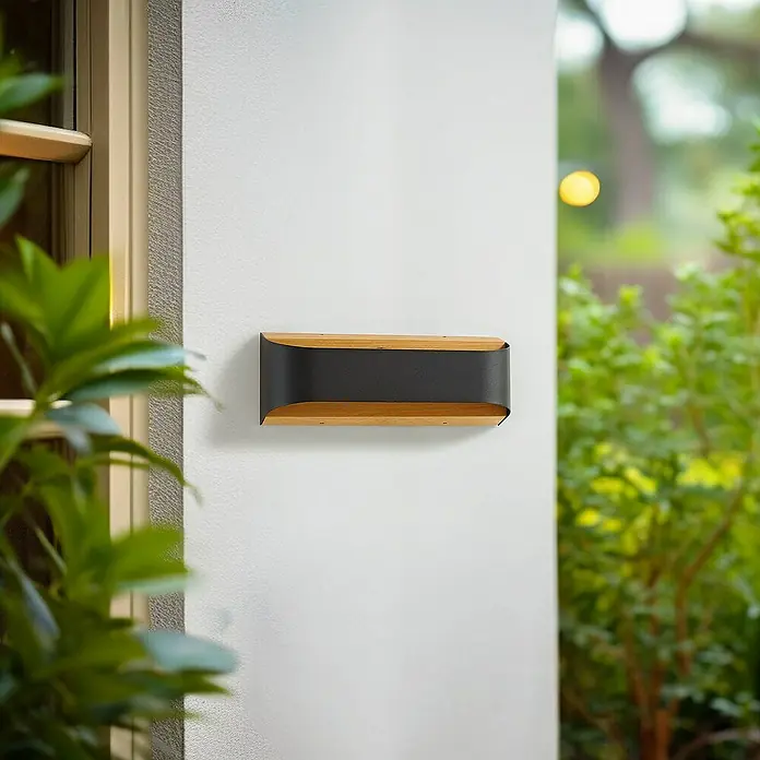 Lindby Außenwandleuchte Lenore - 10,8 x 36,5 x 13,5 cm, schwarz, IP44