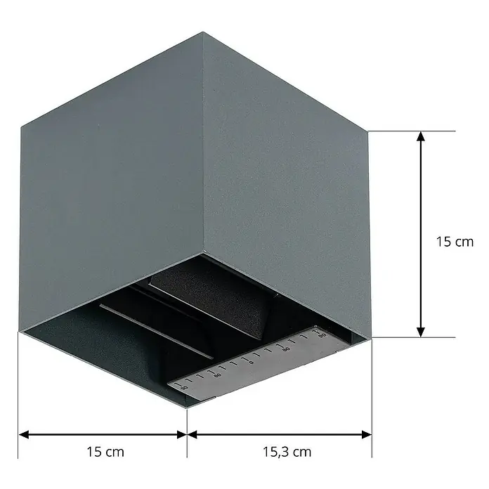 Prios Außenwandleuchte Lius - 15,3 x 15 x 15 cm, schwarz, schwarz, IP65