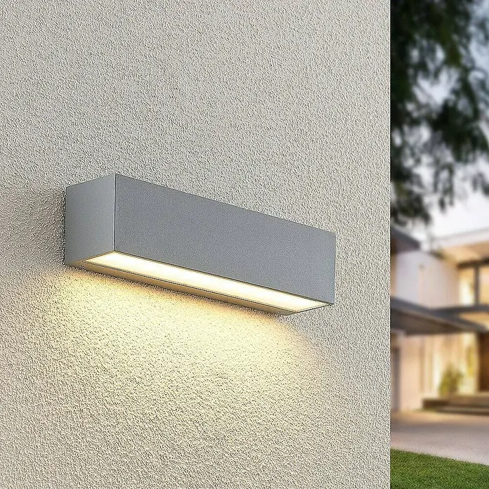 Lucande Außenwandleuchte Lengo - alu / grau / zink, IP65