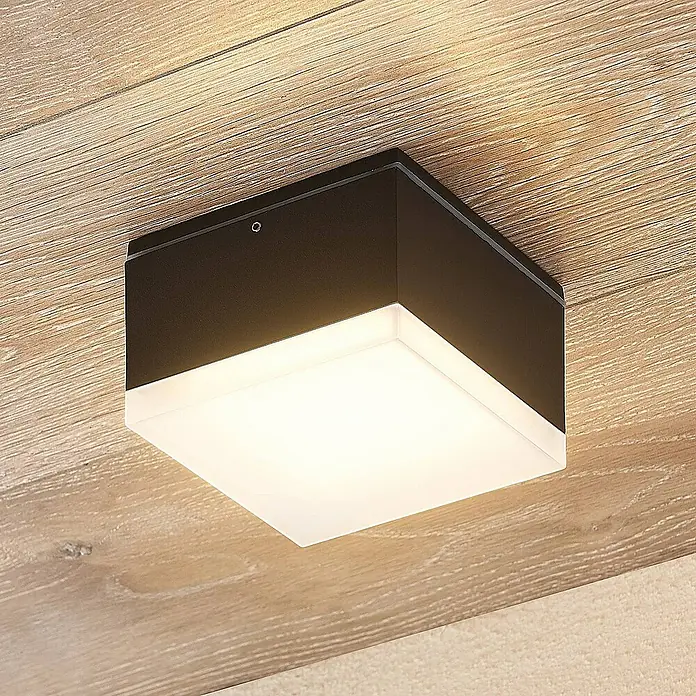 Lindby Außenwandleuchte Mathea - 10,8 x 10,8 x 7 cm, schwarz, schwarz, IP54
